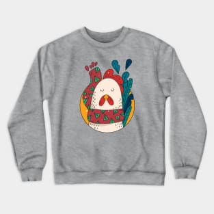 Cute Christmas Chicken Illustration // Festive Animal Cartoon Crewneck Sweatshirt